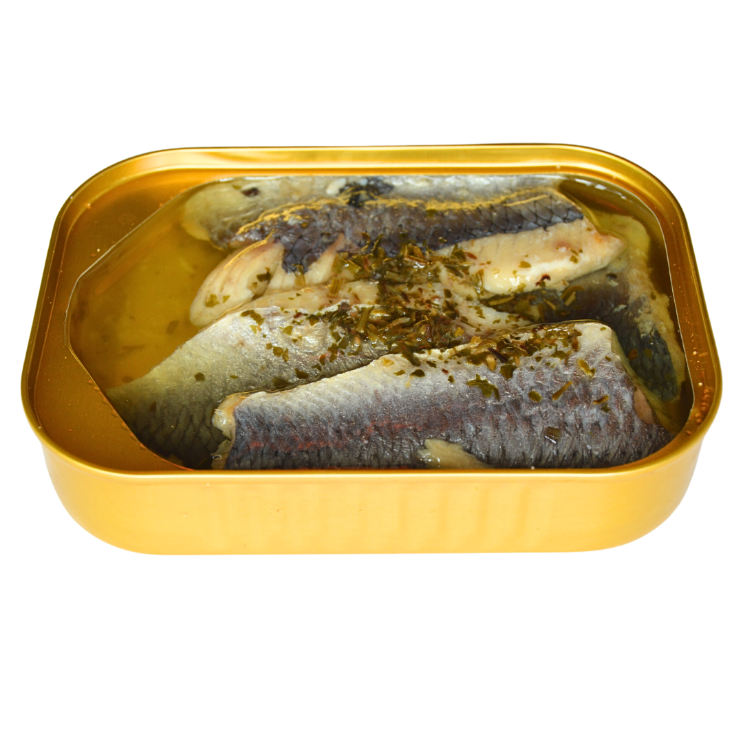 10 pcs • Canned herring box • Organic canola oil and herbs