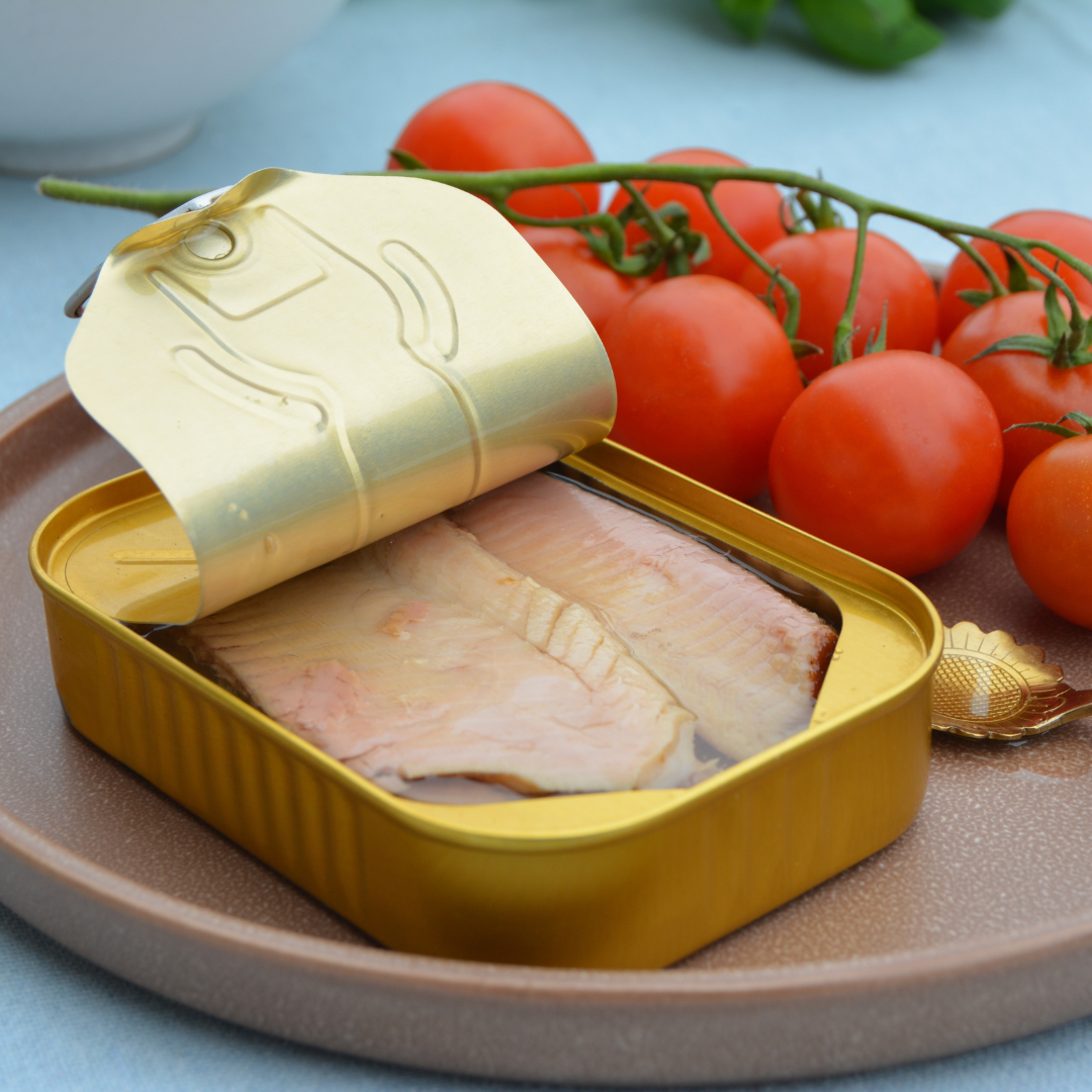 10 pcs • Canned smoked trout box • Canola oil