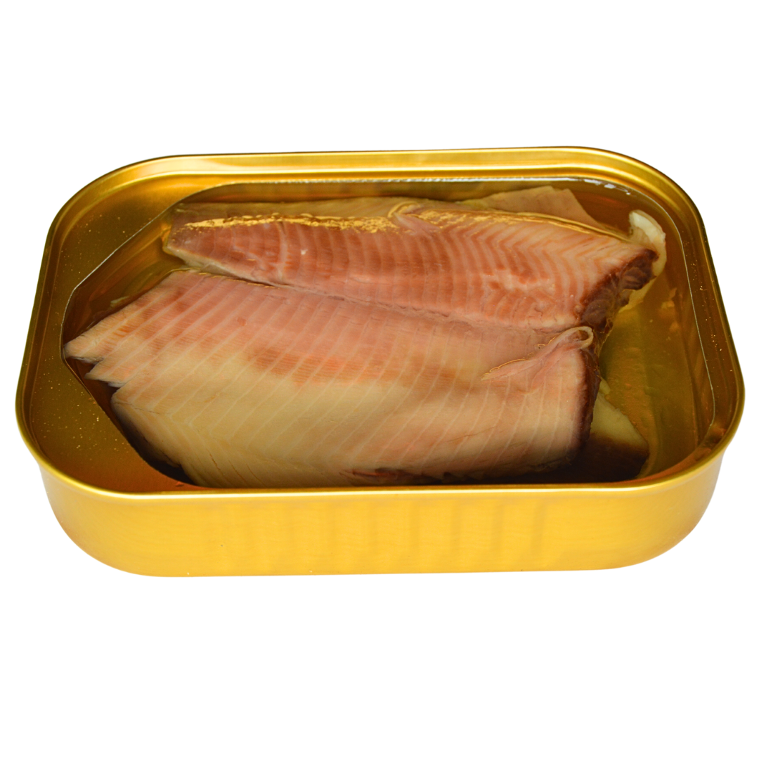 10 pcs • Canned smoked trout box • Canola oil