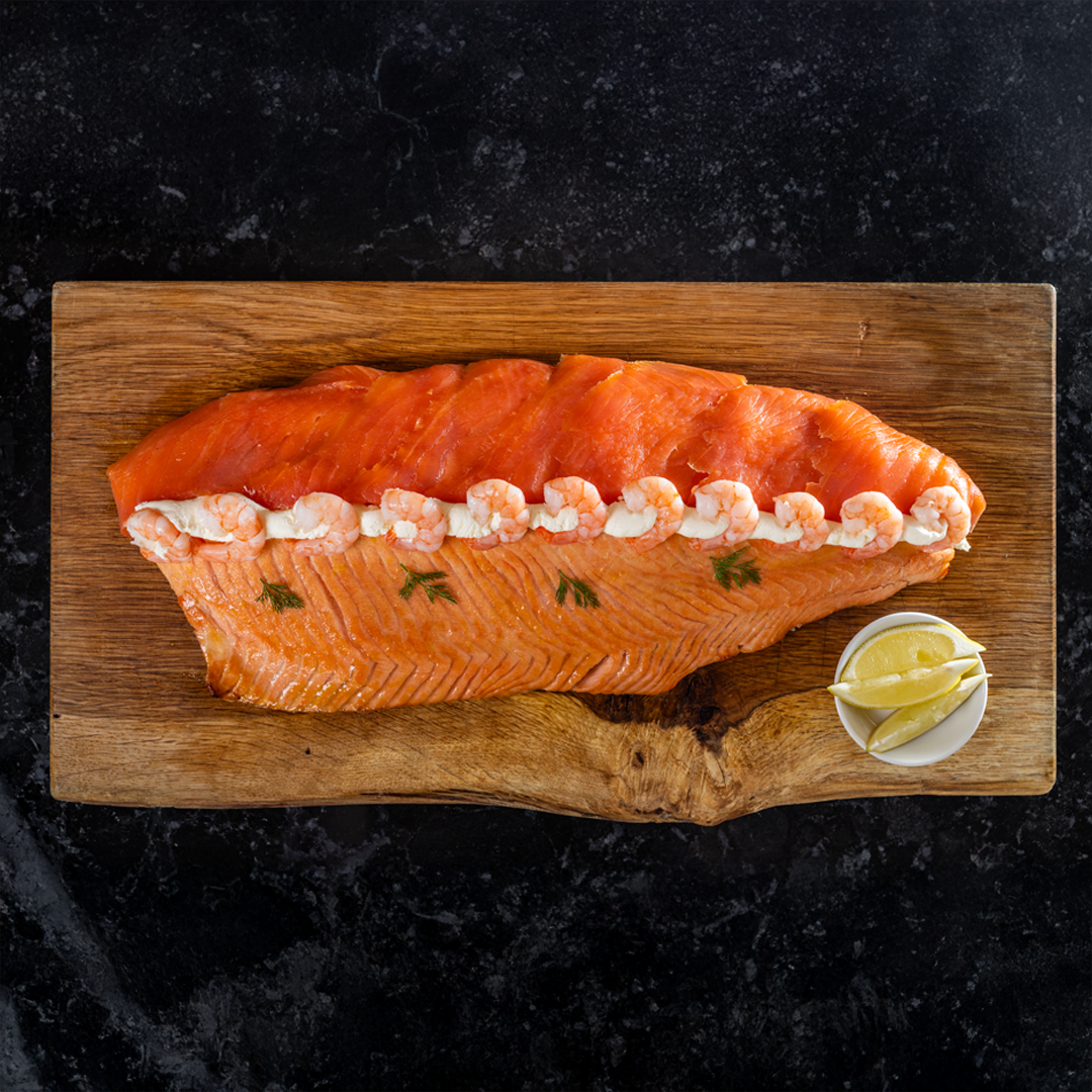 Baked salmon dressed in Smoked Salmon