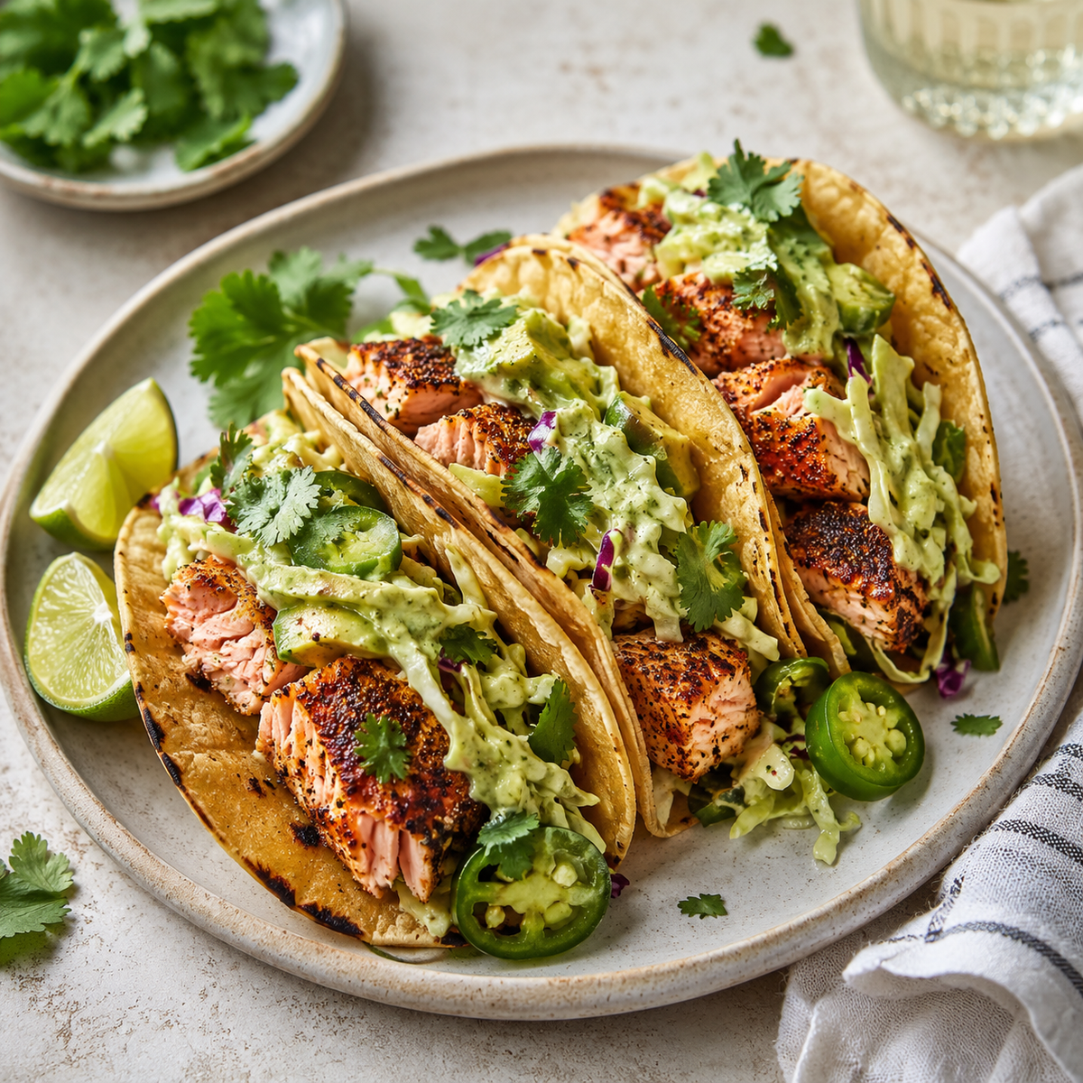 BLACKENED SALMON TACOS
